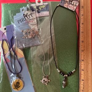 Pirate Jewelry Lot – Necklaces & Brooch Skull Crossbones Themed